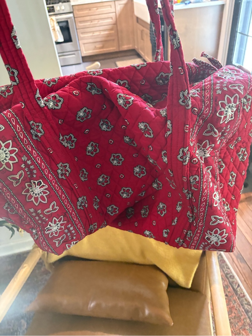 Vera Bradley Red Quilted Floral Tote - Picture 2 of 5